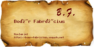 Boér Fabrícius névjegykártya